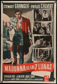 7f835 MADONNA OF THE SEVEN MOONS Argentinean '46 Stewart Granger, Calvert, English love triangle!