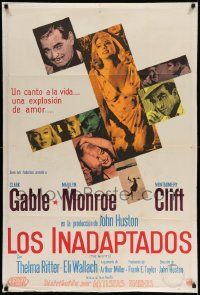 7f847 MISFITS Argentinean '61 sexy Marilyn Monroe, Clark Gable, Montgomery Clift, John Huston