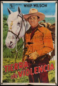 7f850 MONTANA INCIDENT Argentinean '52 great full-length art of cowboy Whip Wilson & his horse!
