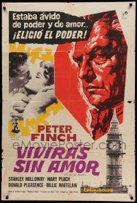 7f871 NO LOVE FOR JOHNNIE Argentinean '61 art of Peter Finch, Mary Peach + Big Ben!