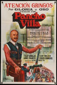 7f885 PANCHO VILLA Argentinean '72 different art of Telly Savalas with gun in the title role!