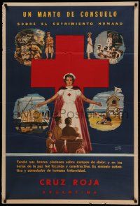 7f905 RED CROSS Argentinean '50s Mendez Mujica art of Red Cross nurse & charity projects!
