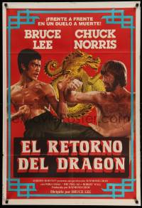 7f911 RETURN OF THE DRAGON Argentinean R80s great image of Bruce Lee & Chuck Norris, classic!