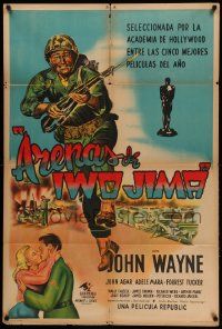 7f925 SANDS OF IWO JIMA Argentinean '50 great artwork of World War II Marine John Wayne!