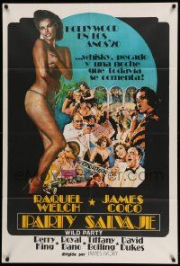 7f991 WILD PARTY Argentinean '75 sexy full-length Raquel Welch nearly naked + Akimoto art!