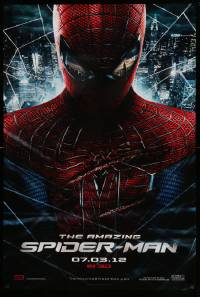 7g516 AMAZING SPIDER-MAN teaser DS 1sh '12 portrait of Andrew Garfield in title role over city!