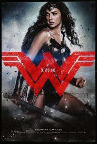 7g553 BATMAN V SUPERMAN teaser DS 1sh '16 great image of sexiest Gal Gadot as Wonder Woman!