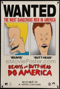 7g555 BEAVIS & BUTT-HEAD DO AMERICA teaser 1sh '96 Mike Judge, most dangerous men in America!