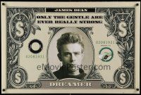 7g261 JAMES DEAN 24x36 English commercial poster '00s the star printed on a dollar bill!