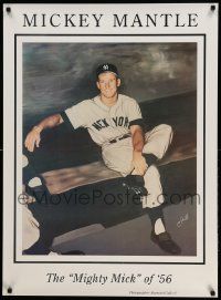 7g292 MICKEY MANTLE 26x36 commercial poster '90s New York Yankees baseball, art by Raymond Gallo!