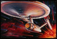7g318 STAR TREK CREW 27x40 commercial poster '91 cool art of the Enterprise traveling through space!