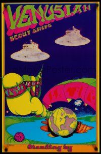 7g335 VENUSIAN SCOUT SHIPS 19x28 commercial poster '67 trippy art of alien spacecraft by The Woods!