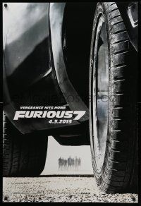 7g670 FURIOUS 7 teaser DS 1sh '15 Jason Statham, Dwayne Johnson, Vin Diesel, close up image of car!