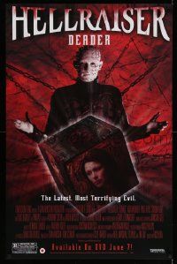 7g138 HELLRAISER: DEADER 26x40 video poster '05 image of Pinhead & chains, most terrifying evil!