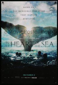 7g725 IN THE HEART OF THE SEA teaser DS 1sh '15 December style, Ron Howard, huge whale tail!