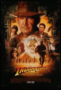 7g731 INDIANA JONES & THE KINGDOM OF THE CRYSTAL SKULL advance DS 1sh '08 Drew art of Ford & cast!