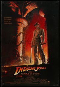 7g734 INDIANA JONES & THE TEMPLE OF DOOM 1sh '84 adventure is Ford's name, Bruce Wolfe art!
