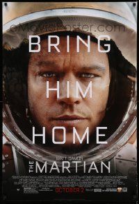 7g800 MARTIAN style B advance DS 1sh '15 huge close-up of astronaut Matt Damon, bring him home!