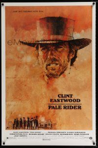 7g834 PALE RIDER 1sh '85 great different art of cowboy Clint Eastwood by Grove!