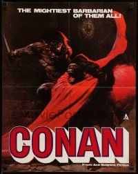 7g001 CONAN THE BARBARIAN promo brochure '82 opens to Frazetta poster for release of 12 books!