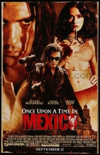 7g436 ONCE UPON A TIME IN MEXICO 25x38 special '03 Antonio Banderas, Johnny Depp, Salma Hayek!