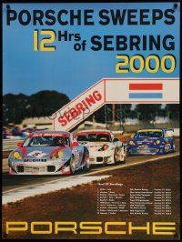 7g208 PORSCHE 30x40 advertising poster '00 they sweep the 12 Hours of Sebring, car racing!