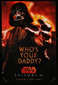 7g088 REVENGE OF THE SITH mini poster '05 Star Wars Episode III, who's your daddy, Vader!