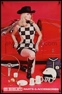7g216 SHELBY 22x34 advertising poster '80s great image of sexy woman, beer and car!