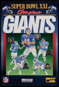 7g479 SUPER BOWL XXI 20x30 special '87 artwork and images of the champion team, New York Giants!