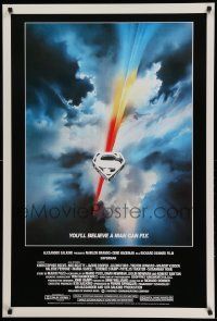 7g074 SUPERMAN 27x40 commercial poster '06 comic book hero Christopher Reeve, Bob Peak logo art!