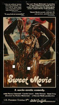 7g482 SWEET MOVIE 15x27 special '74 Dusan Makavejev, topless Carole Laure in melted chocolate!