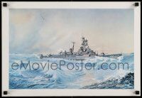 7g025 USS RICHARD S. EDWARDS 14x21 art print '70 Audie Bransford art of destroyer firing missile!
