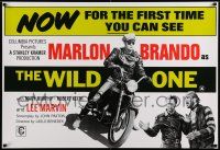 7g076 WILD ONE REPRO 27x39 English special '80s Marlon Brando on motorcycle, different!