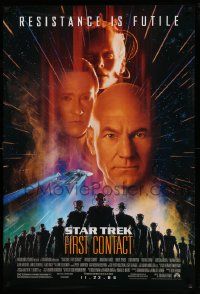 7g925 STAR TREK: FIRST CONTACT advance 1sh '96 Jonathan Frakes, Stewart, Spiner, sexy Borg Krige!