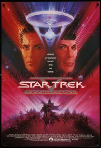 7g922 STAR TREK V 1sh '89 The Final Frontier, art of William Shatner & Leonard Nimoy by Bob Peak!