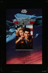 7g958 TOP GUN 1sh '86 great image of Tom Cruise & Kelly McGillis, Navy fighter jets!