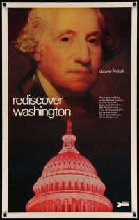 7g028 AMTRAK REDISCOVER WASHINGTON 25x40 travel poster '70s image of the 1st President, Capitol!