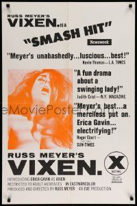 7g973 VIXEN 23x35 1sh '68 classic Russ Meyer, is sexy naked Erica Gavin woman or animal?