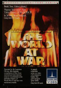 7g169 WORLD AT WAR 20x30 video poster R80s video history of World War II!