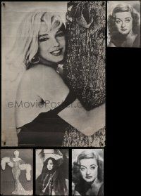 7h463 LOT OF 5 UNFOLDED PERSONALITY POSTERS '60s Marilyn Monroe, Bette Davis, Dietrich & West!