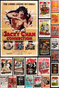 7h032 LOT OF 61 FOLDED KUNG FU ONE-SHEETS '70s-80s many great images from martial arts movies!