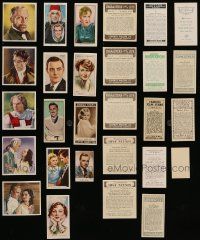 7h254 LOT OF 14 ENGLISH CIGARETTE CARDS '30s color portraits including Boris Karloff in The Mummy!