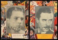 7h175 LOT OF 2 STUDIO YEARBOOK PAGES '24 portraits of Ramon Novarro & John Gilbert w/ cool art!