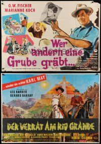 7h203 LOT OF 3 FOLDED GERMAN A0 POSTERS WITH PAINTED TITLES '60s great movie images!