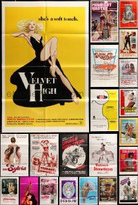 7h028 LOT OF 83 FOLDED SEXPLOITATION ONE-SHEETS '60s-80s great images from a sexy movies!