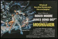 7j138 MOONRAKER British quad '79 art of Moore as James Bond & sexy Lois Chiles by Goozee!