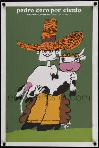 7j103 PEDRO CERO POR CIENTO Cuban R90s wacky cowboy holding cow artwork by Eduardo Munoz Bachs!