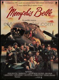7j186 MEMPHIS BELLE Danish '91 Matt Modine, Sean Astin, cool cast portrait by WWII B-17 bomber!