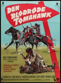 7j194 RED TOMAHAWK Danish '66 the prairie blazes with the West's worst massacre, artwork by Wenzel