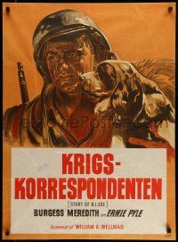 7j202 STORY OF G.I. JOE Danish '49 different Wenzel art of soldier Burgess Meredith & dog!